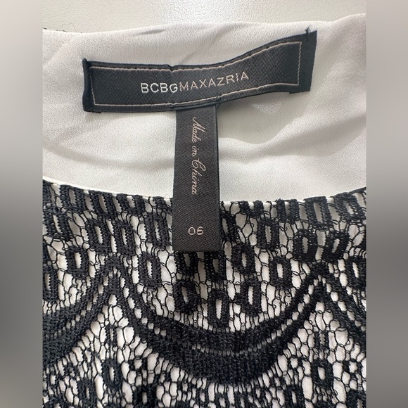 BCBG MaxAzria Lorenna Scalloped lace dress sleeveless black and white  size 6 - Picture 6 of 9
